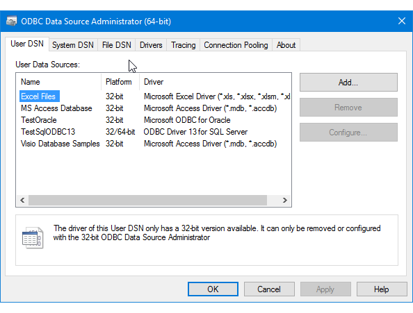 Add accdb driver to odbc windows 7